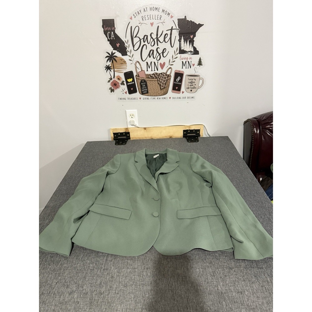 J.Crew Women's Sage Green Lined Blazer Jacket Sz 16 Office Workwear Casual